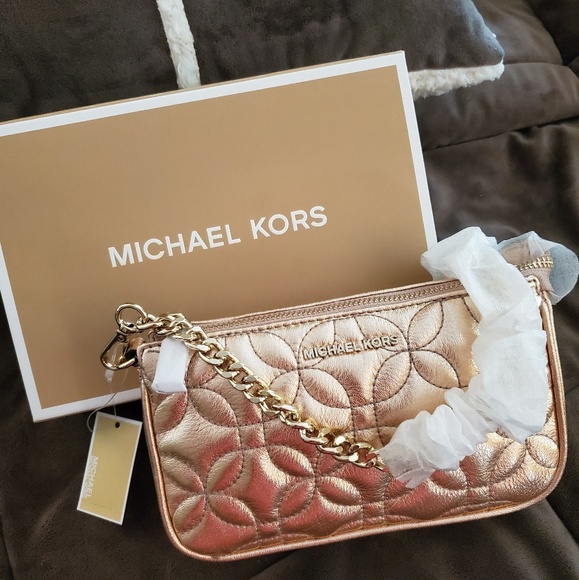 MICHAEL Michael Kors Handbags - NWT Michael Kors Rose Gold Chain Pouchette